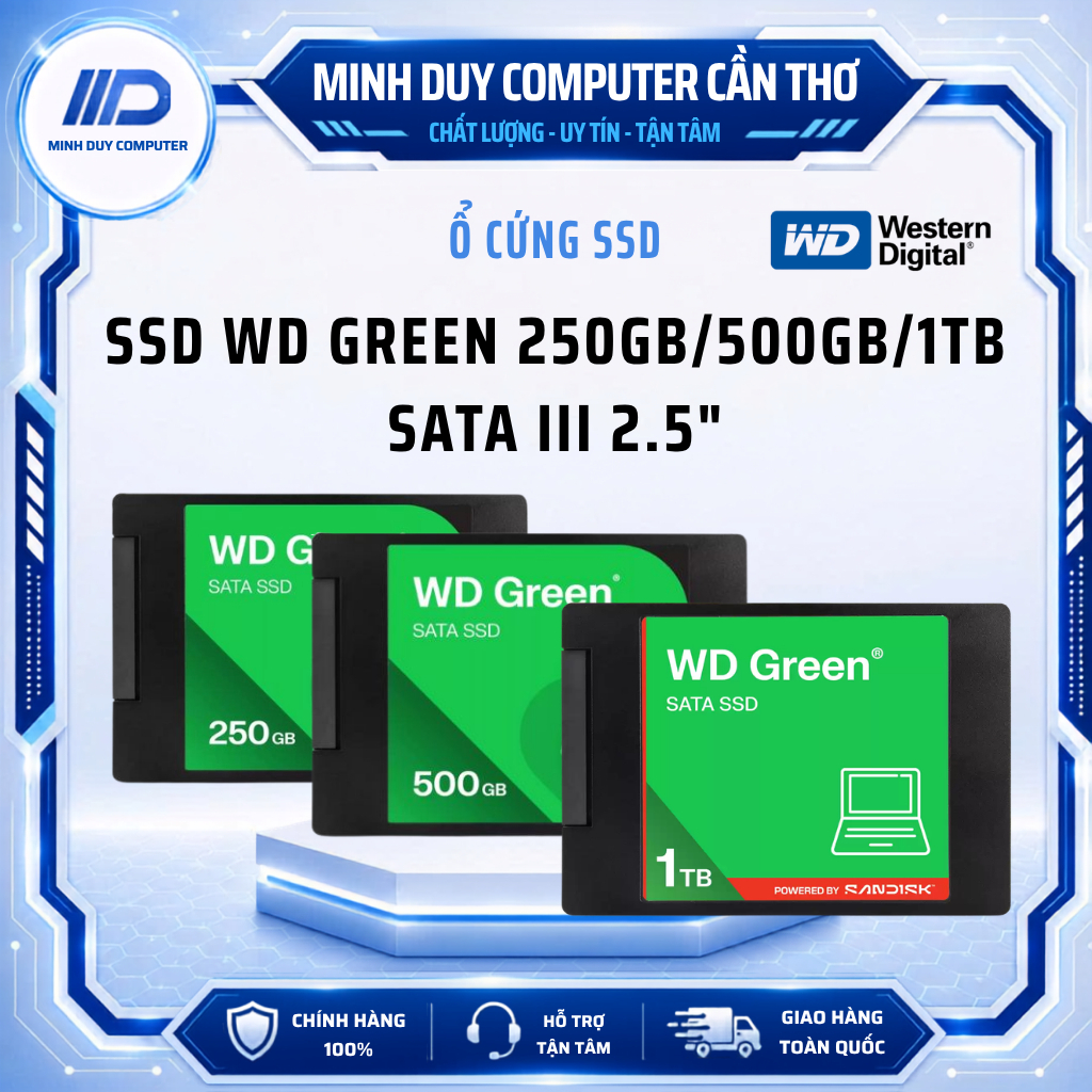 SSD WD GREEN WDS250G5G0A 250GB / WDS500G5G0A 500GB / WDS100T5G0A 1TB SATA III 2.5" - CHÍNH HÃNG - BẢ