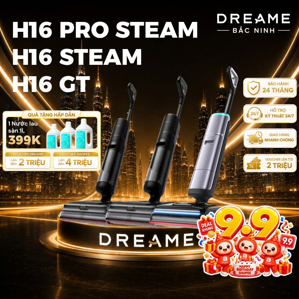 [GIÁ RẺ NHẤT] Dreame H16 Pro Steam/ H16 Steam/ H16 GT | Máy hút bụi lau nhà | Lau Sàn Hơi Nước 200℃
