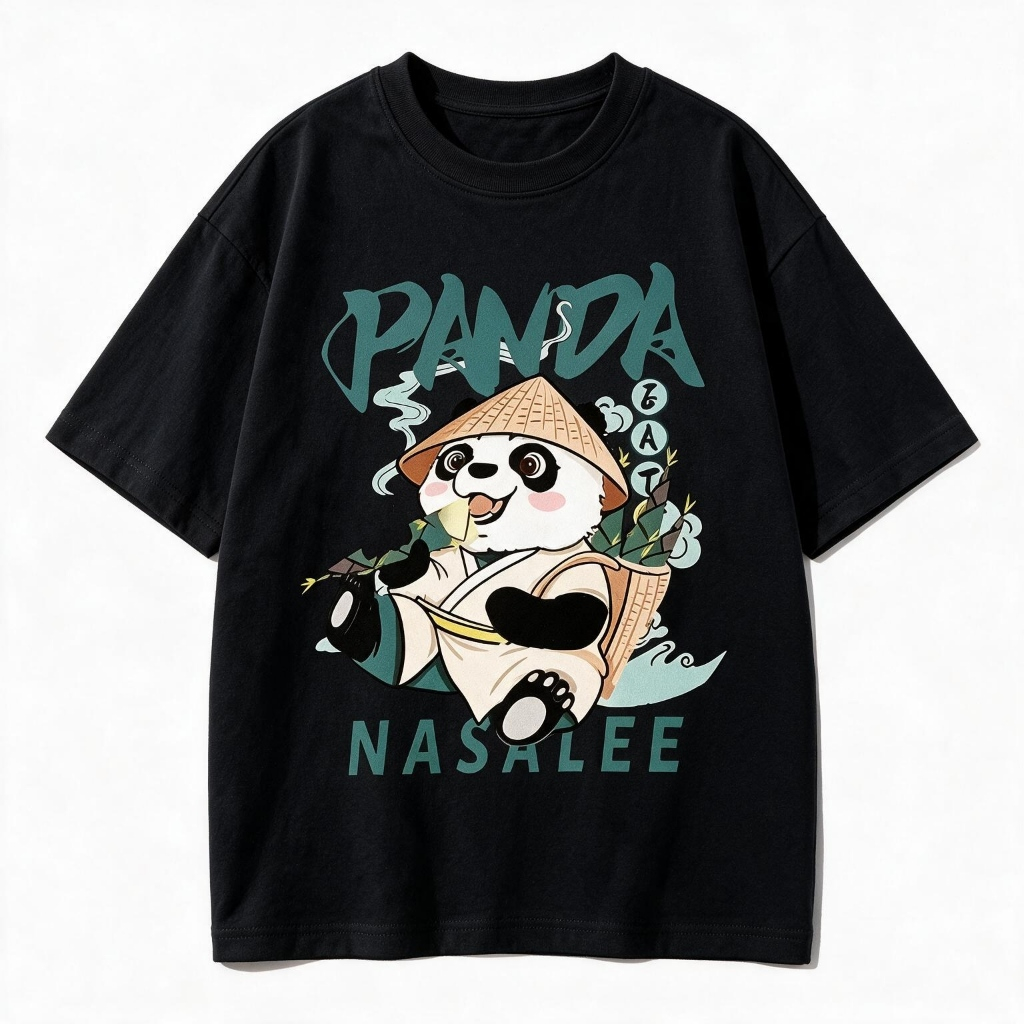 Áo thun tay ngắn nam in gấu trúc hoạt hình PANDA NASALEE kiểu dáng rộng thoải mái không bó sát