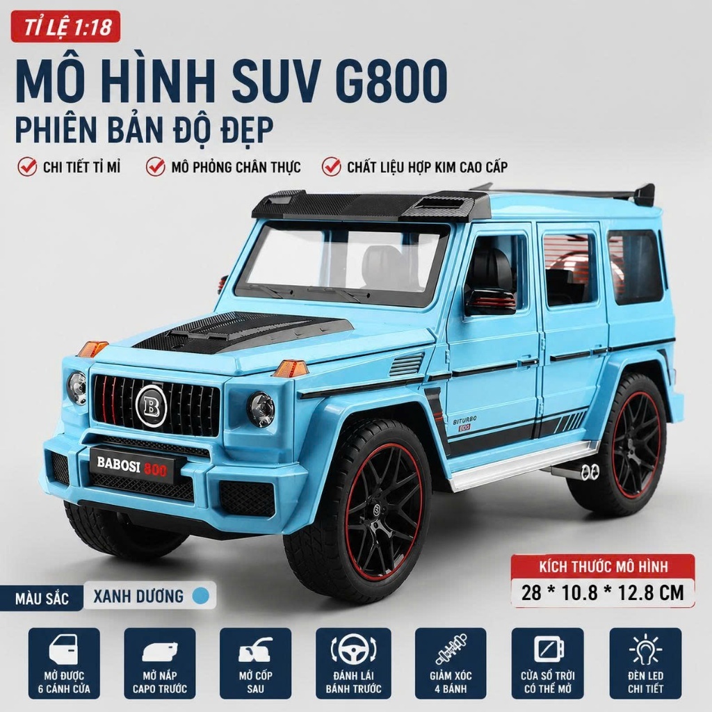 Mô Hình Xe BRABUS 800 Tỉ Lệ 1:18 SUV G800 Hợp Kim 6 Cửa Mở Đèn LED Âm Thanh ( màu ngẫu nhiên )