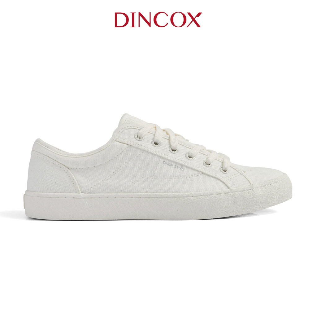Giày Sneaker Nam Nữ Vải Canvas E18 White Dincox Shoes - Giày Trắng Đi Học