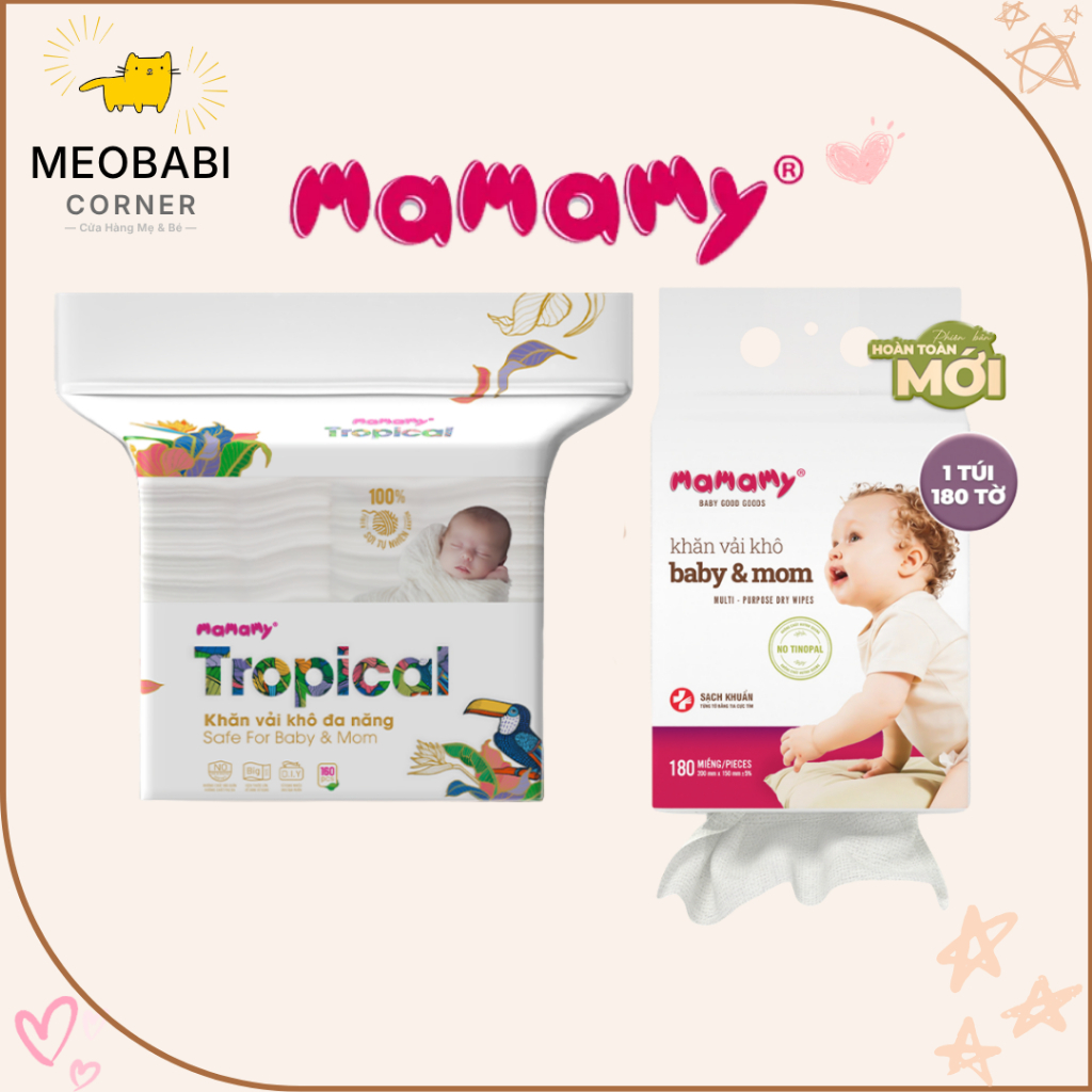 Khăn khô đa năng Mamamy 180 tờ/ Mamamy Tropical 160 tờ