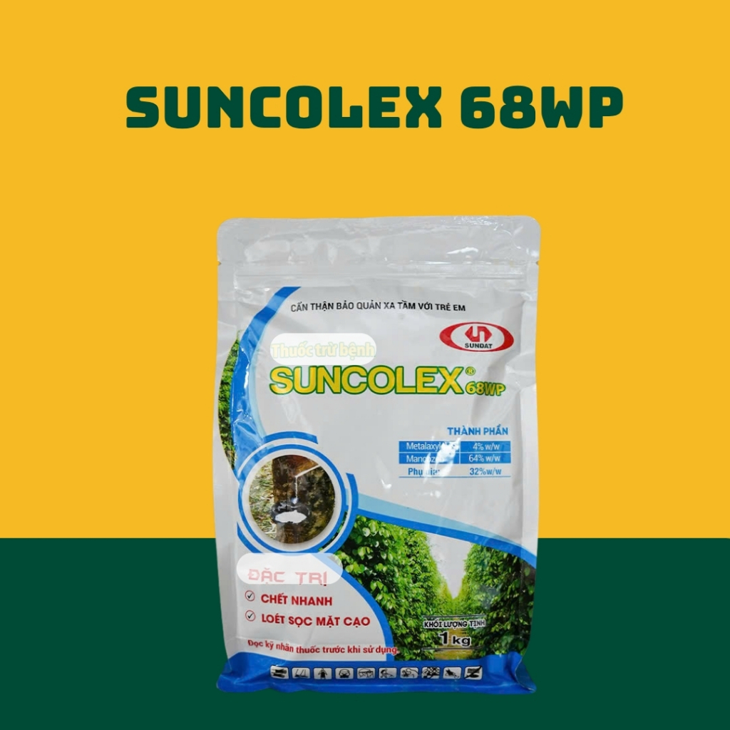 SUNCOLEX 68WP (Metalaxyl-M 4% w/w + Mancozeb 64% w/w) Gói 1Kg