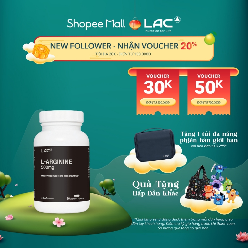 Viên uống tăng cường sức bền và hiệu suất tập luyện dành cho nam giới LAC Men's L-Arginine 500mg (90