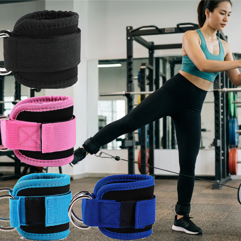 Dây Đai Đeo Cổ Chân Tập Gym - Ankle Strap Chuyên Dụng Bài Tập Mông Đùi Với Máy Káp Kèm Vòng D Thép C
