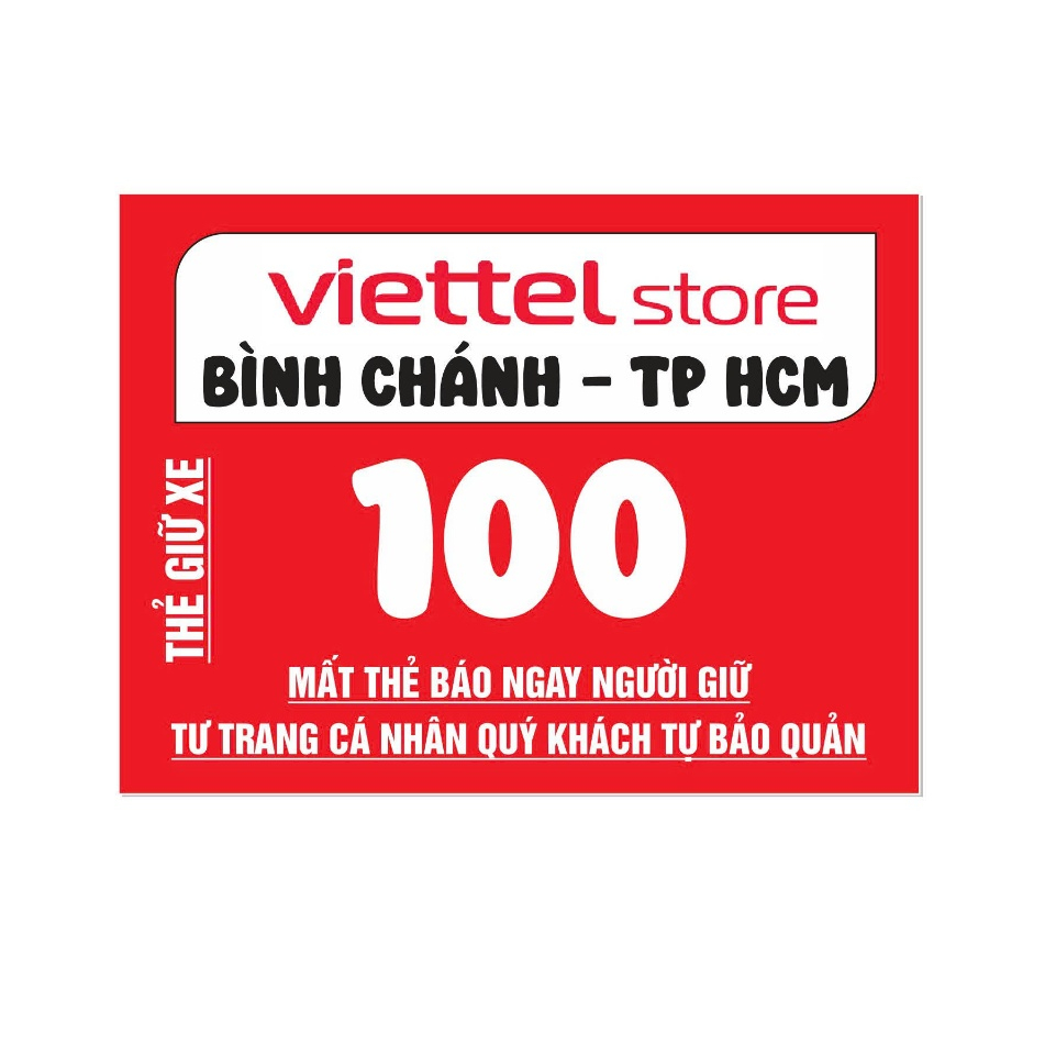 50 THẺ GIỮ XE VIETTEL STORE NHƯ MẪU - ÉP PLASTIC- IN 1 MẶT
