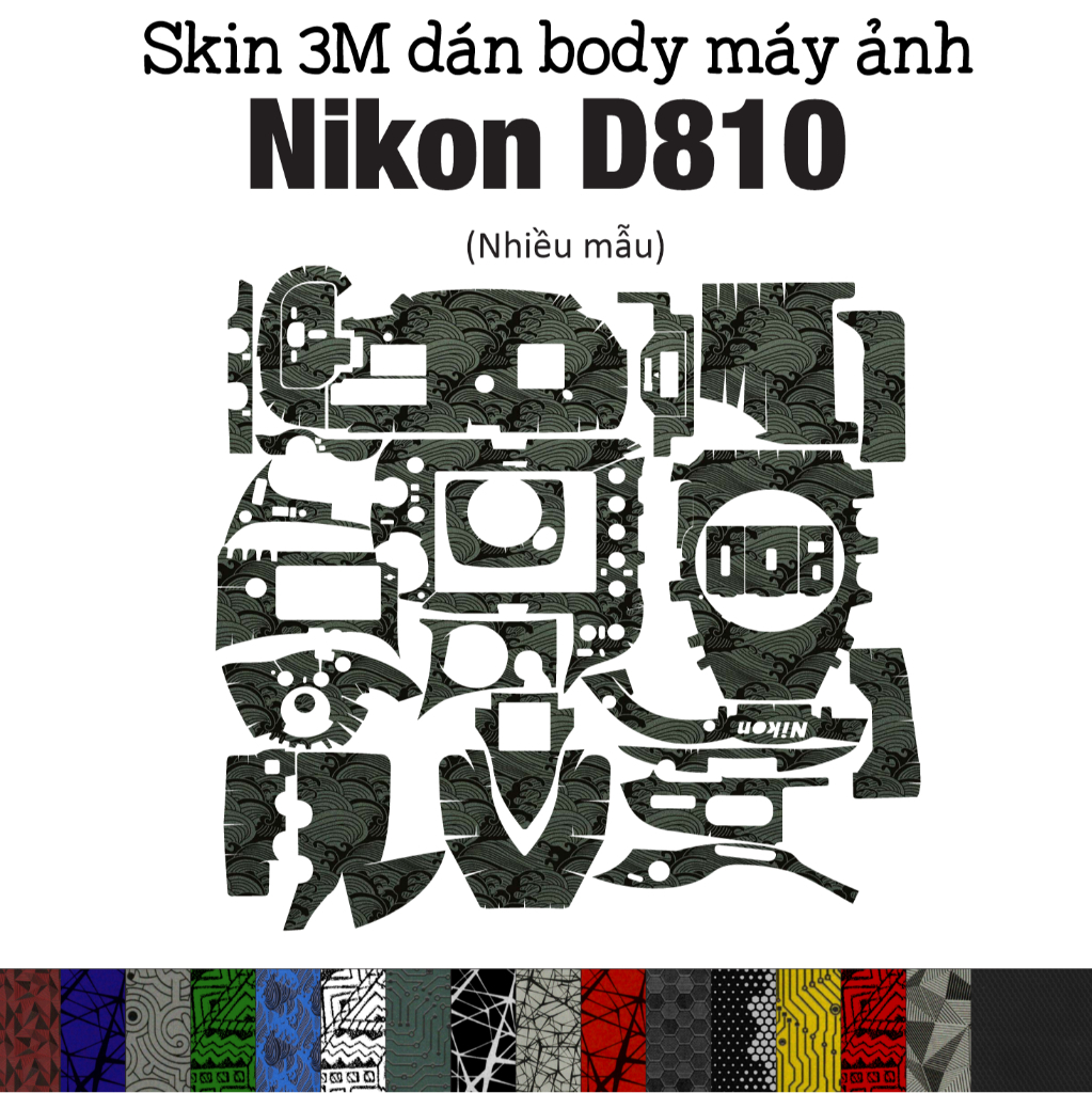 Skin 3M dán Nikon D810 (Nhiều mẫu) | Miếng film dán chống bám bẩn cho body máy Nikon D810
