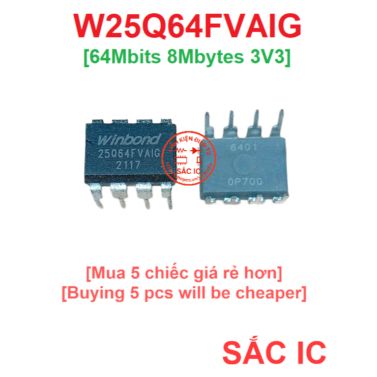 [B54] Winbond W25Q64FVAIG 25Q64FVAIG 25Q64 bios cắm 64Mbits 8Mbyte điện áp 3V3 - Mới nguyên bản - Or