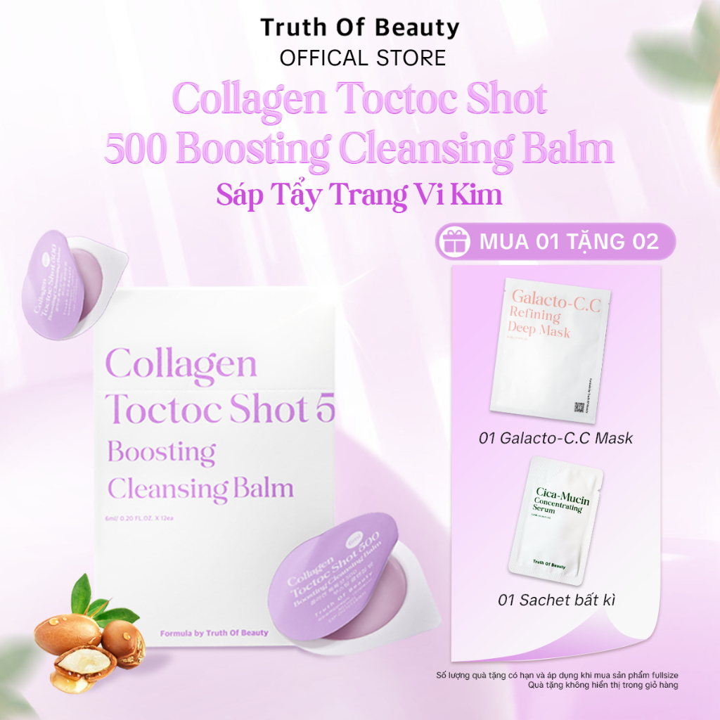 [Hộp 12 viên] Sáp Tẩy Trang Vi Kim TRUTH OF BEAUTY Collagen Toctoc Shot 500 Boosting Cleansing Balm 