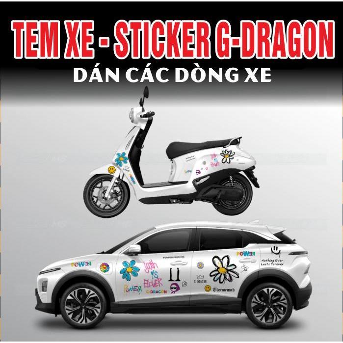Bộ Tem G-Dragon dán các dòng xe ô tô, tem xe máy, xe đạp điện đẹp