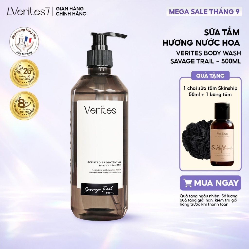 Sữa tắm hương nước hoa VERITES Body Wash Signature Collection dành cho nam Savage Trail 500ml