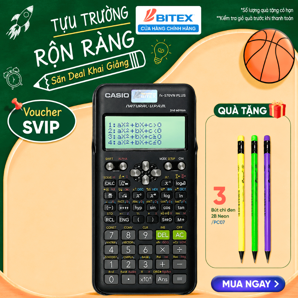[SVIP] Máy Tính Học Sinh Casio FX-570VN Plus (2nd Edition) Chính Hãng Bitex - Thiết Kế Mới, Bảo Hành