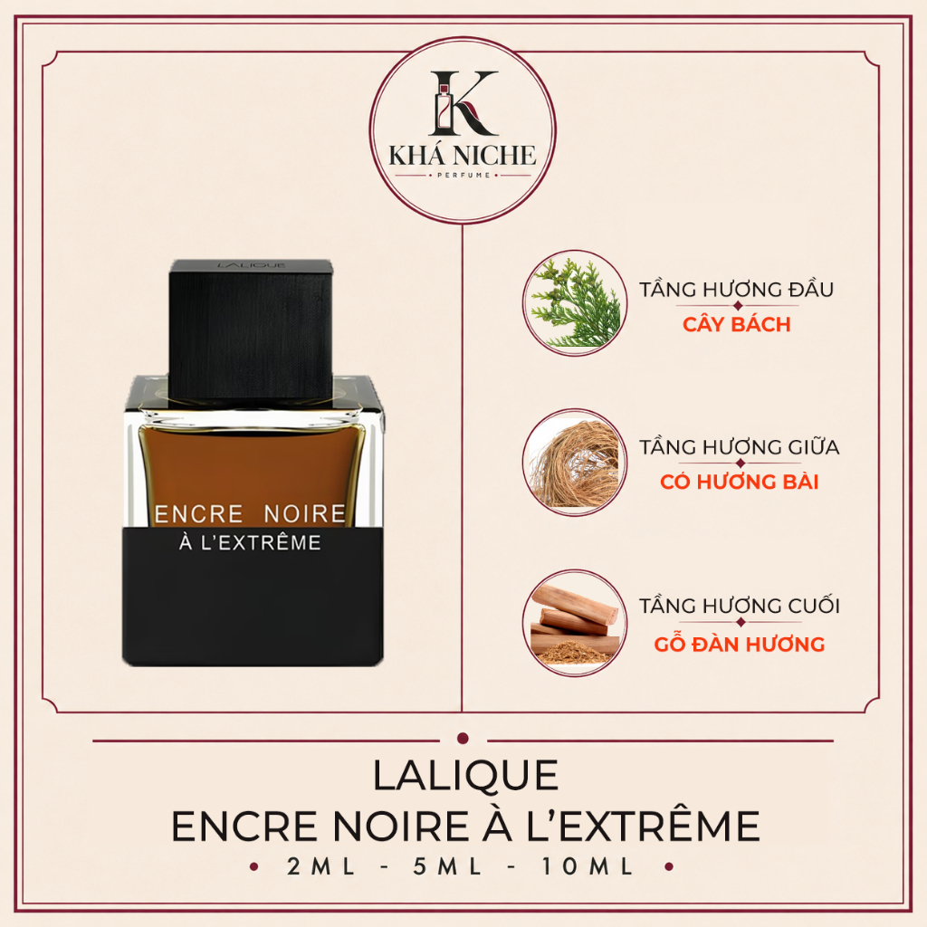 Nước Hoa Nam Lalique Encre Noire A L'Extreme - Hương Cỏ, Gỗ Ẩm Ướt, Ấm Áp - Chiết 2ml 5ml 10ml