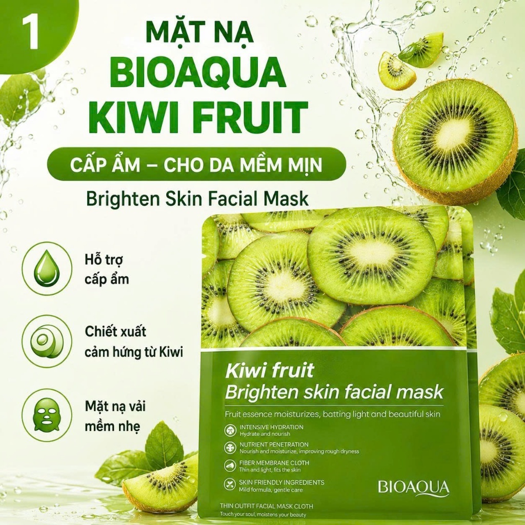 Mặt nạ dưỡng da BIOAQUA Kiwi Fruit Mask Chiết Xuất Kiwi Cấp Ẩm chăm sóc làn da-mặt nạ giấy