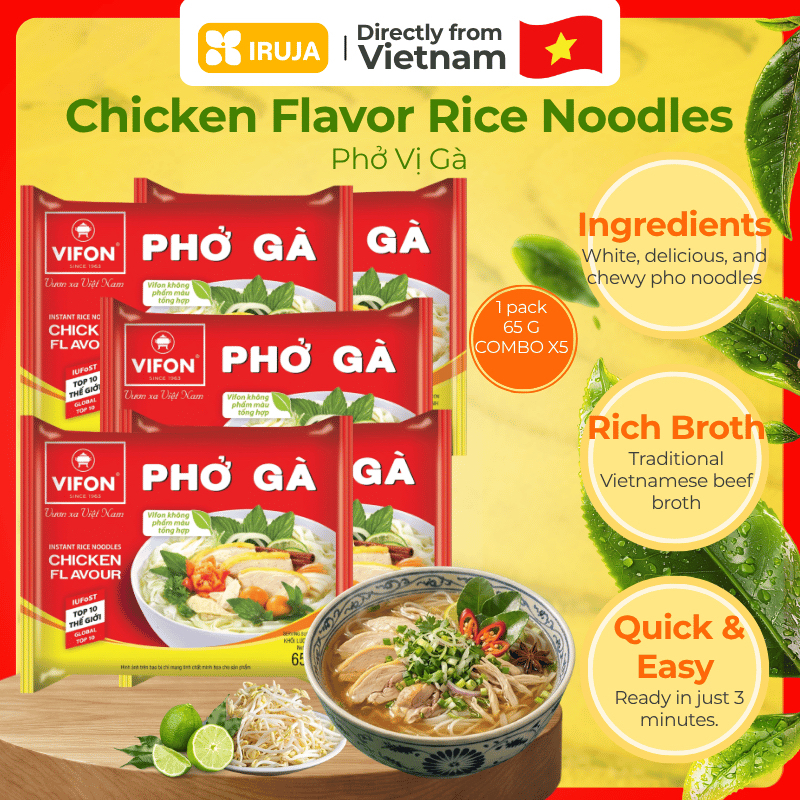 [IRUJA VIETNAM] PHỞ GÀ VIFON 65G (COMBO X5)