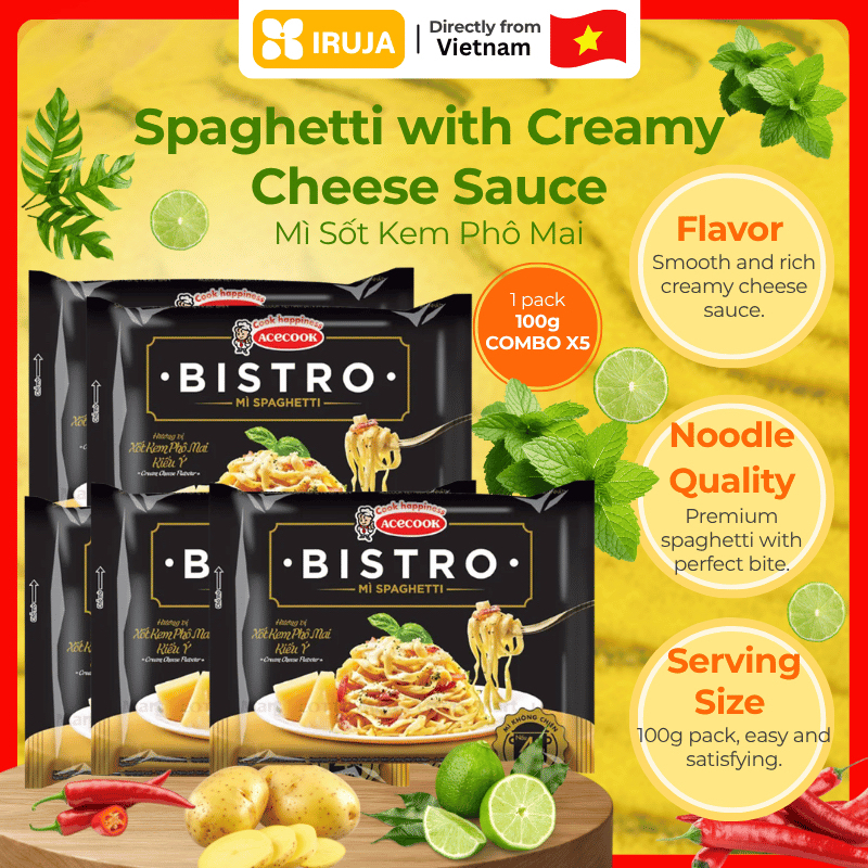 [IRUJA VIETNAM] MÌ SPAGHETTI SỐT KEM BISTRO 100G (COMBO X5)