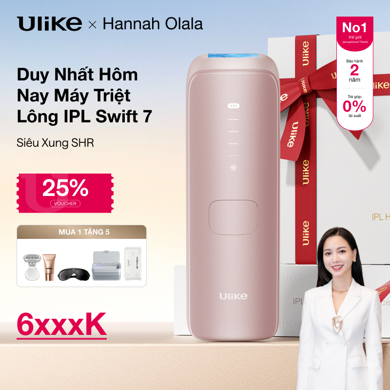 [Hannah LIVE]Máy triệt lông Ulike Swift 7 công nghệ làm mát Ice Cooling IPL Sapphire Hồng