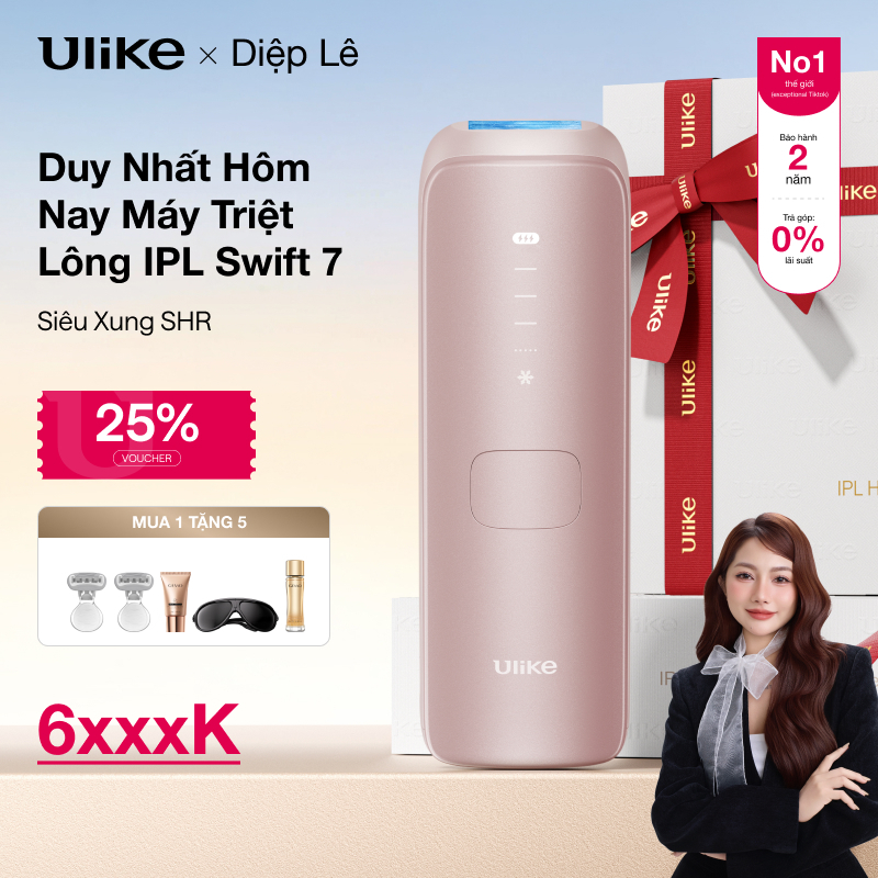 (Diệp Lê) Máy triệt lông Ulike Swift 7 công nghệ làm mát Ice Cooling IPL Sapphire Hồng