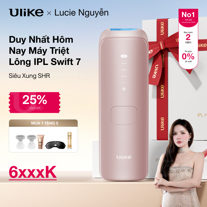 (Lucie Nguyễn)Máy triệt lông Ulike Swift 7 công nghệ làm mát Ice Cooling IPL Sapphire Hồng