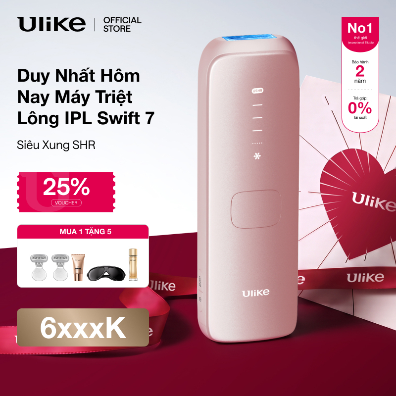 [KOL]Máy triệt lông Ulike Swift 7 công nghệ làm mát Ice Cooling IPL Sapphire Hồng