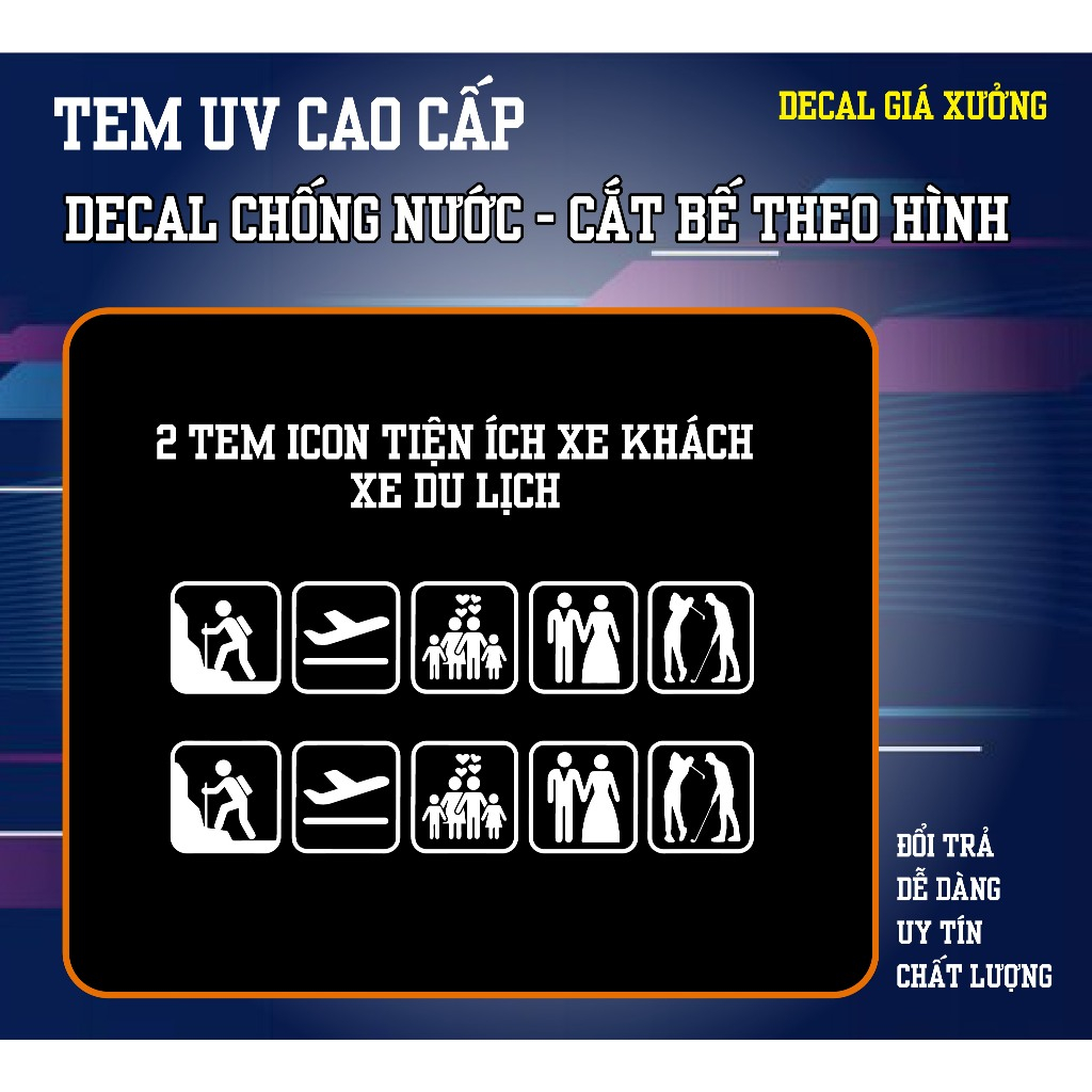Tem tiện ích icon dán xe khách , xe du lịch. - tem dán xe khách