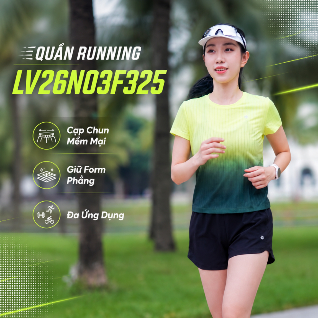 Quần Đùi Nữ Thể Thao Chạy Bộ, Tập Gym, Pickle Ball LV26N03F325, Quần Short Nữ Co Giãn Thoải Mái Vận 