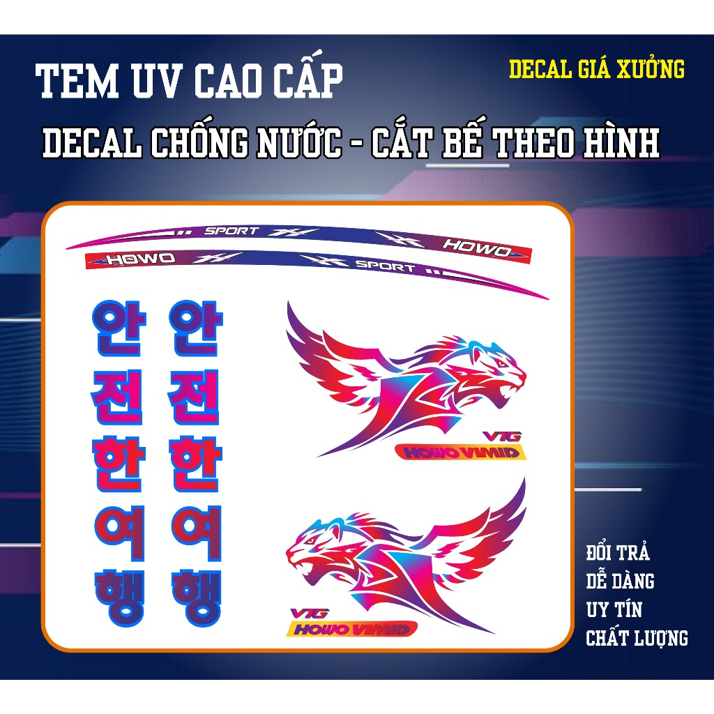 Tem Howo - Tem Trang Trí Xe Đầu Kéo - tem xe howo - tem hổ bay