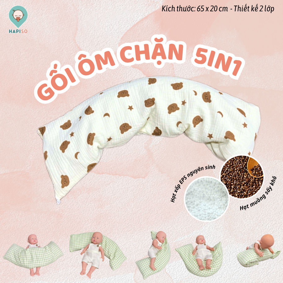 Gối Chặn Đa Năng 5in1 (Phiên bản mới 2026 - Ruột Hạt Muồng và Hạt xốp EPS Massage)