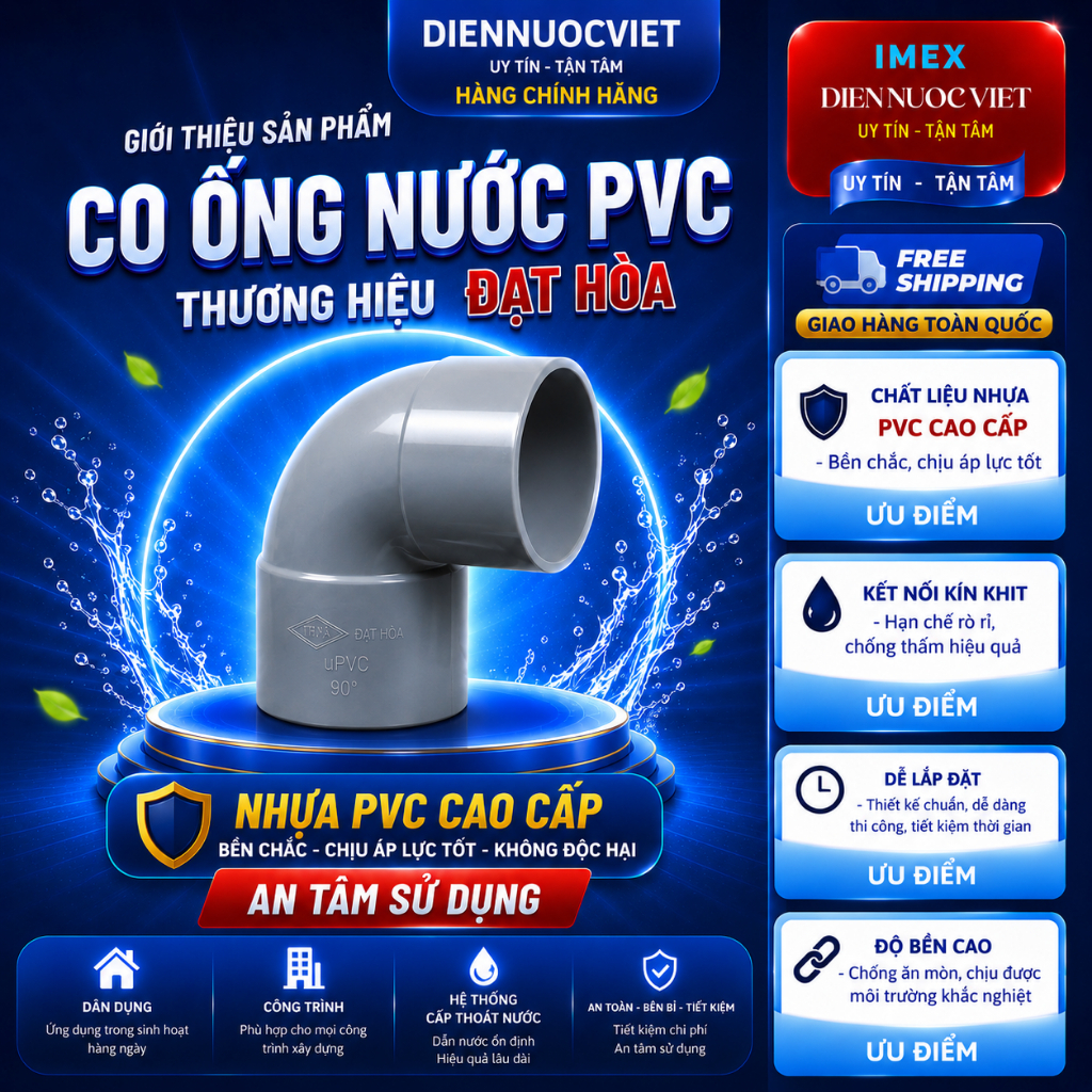 Co ống nước chính hãng Đạt Hòa (90 - 140)