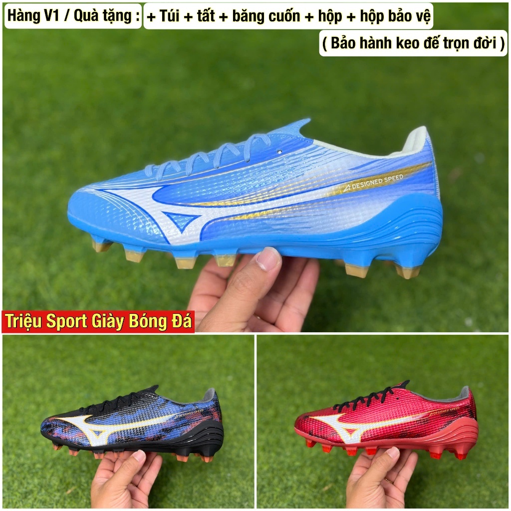 giày đá bóng sân tự nhiên mzn alpha 3 elite fg v1 ( tặng túi + tất + bang cuốn + hộp + hộp bảo vệ )