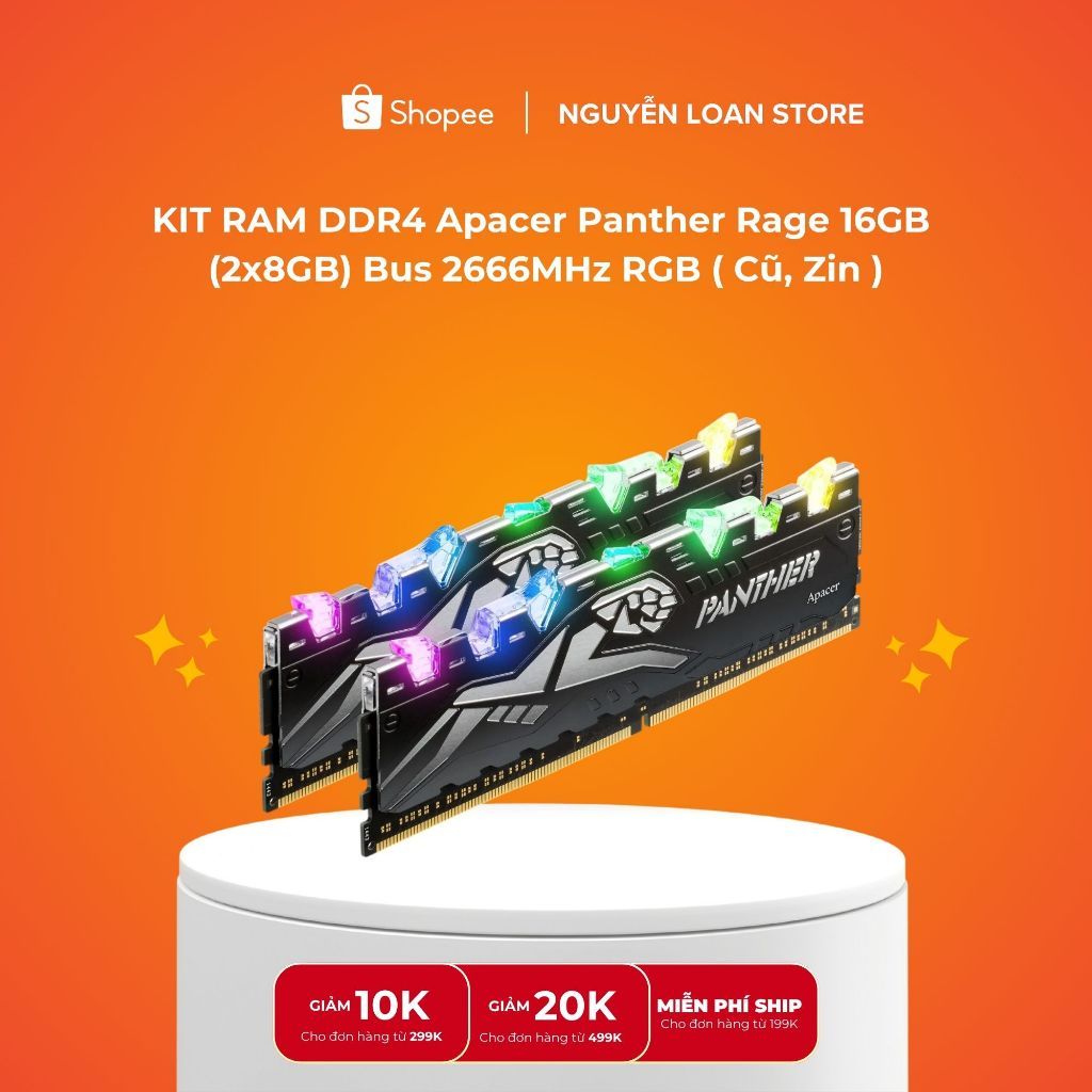 🔥 Kit RAM DDR4 Apacer Panther Rage 16GB (2x8GB) Bus 2666MHz RGB - Hàng Cũ Nguyên Zin, Sạch Đẹp