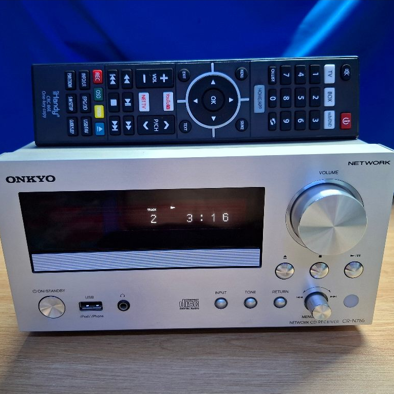 Amply ONKYO CR-N755, ship Nhật, hoạt động tốt CD/USB/line in/giải mã quang 24bit/196Khz