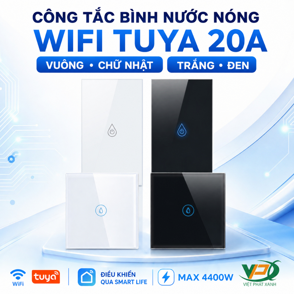Công tắc bình nước nóng thông minh wifi Tuya 20A/40A wifi