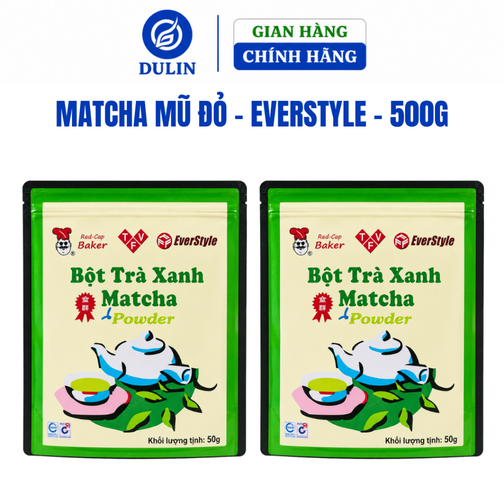 Bột Matcha Mũ Đỏ Đài Loan 500g Pha Matcha Latte Trà Sữa Đá Xay Làm Bánh