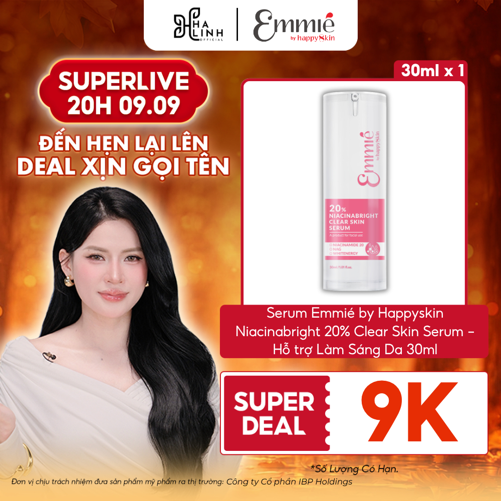 [SPD VHL x Emmie] Serum Emmié by Happyskin Niacinabright 20% Clear Skin Serum - Làm Sáng Da Mờ Thâm 