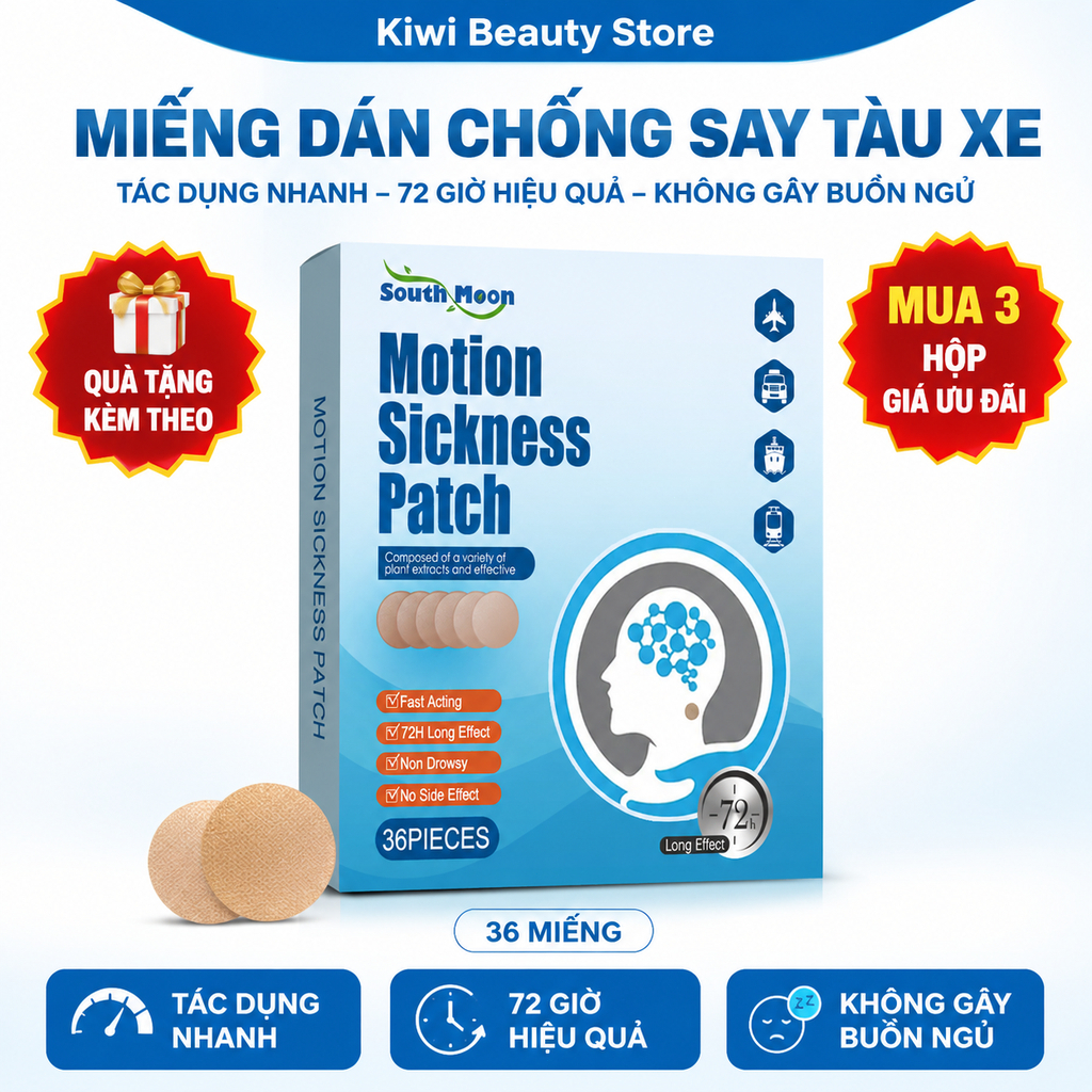36 Miếng Dán Chống SAY TÀU XE Motion Sickness Patch Giảm Triệu Chứng Buồn Nôn, Chóng Mặt