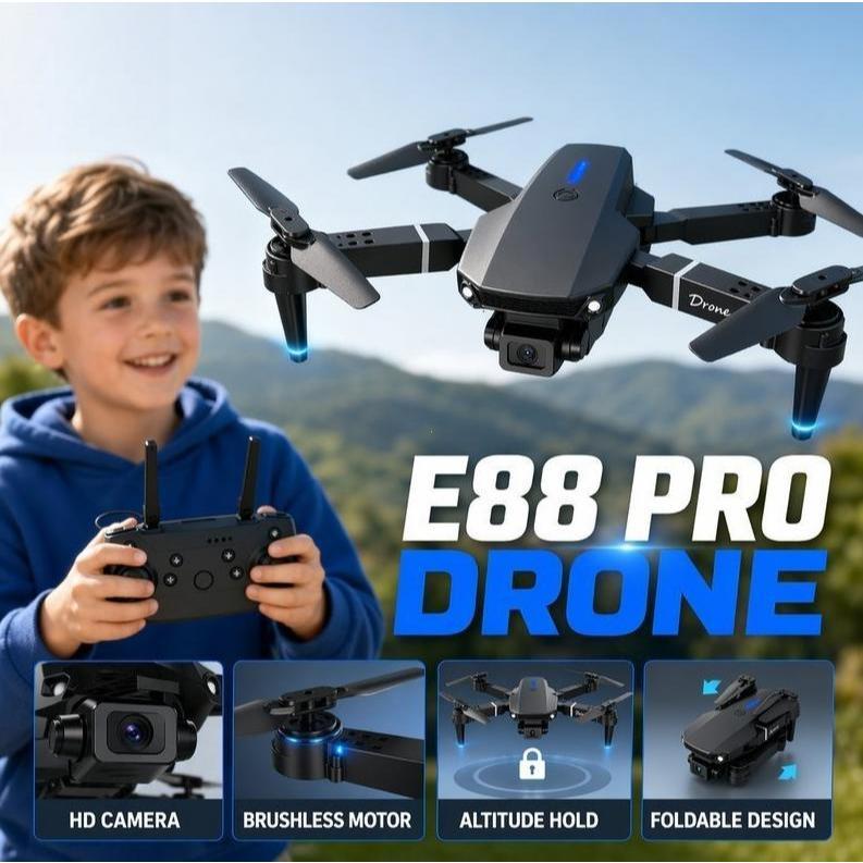 Máy Bay Không Người Lái E88 PLUS 4K Camera Kép Drone E88 Mini Chế Độ Cảm Biến Tránh Va Chạm Tự Động