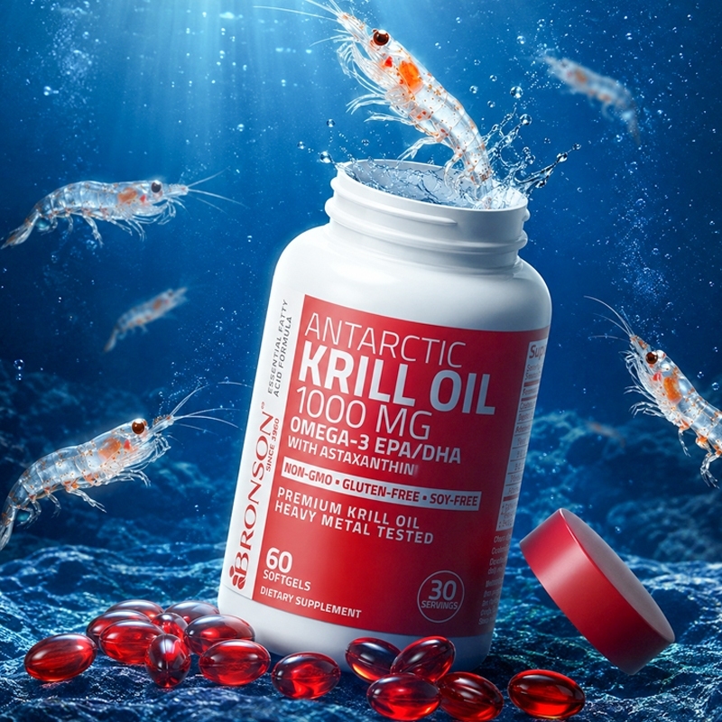 Bronson Antarctic Krill Oil Omega-3 EPA/DHA 1000mg 180 Viên | Bổ Sung Omega-3 Hàng Ngày