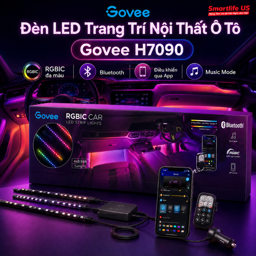 Đèn LED Trang Trí Nội Thất Ô Tô Govee H7090