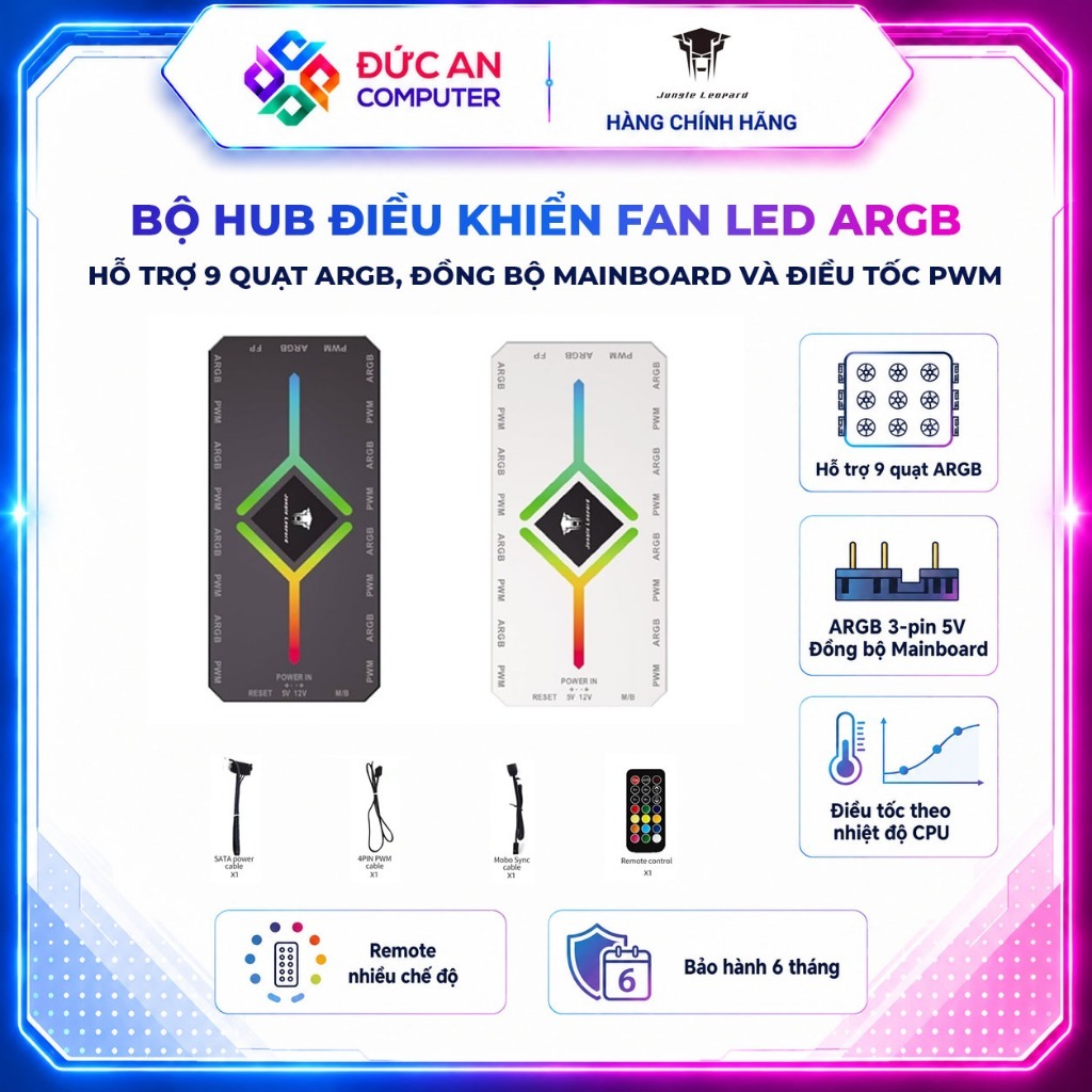 Bộ Hub Điều Khiển Fan Led ARGB Jungle Leopard (9 Cổng ARGB + PWM)