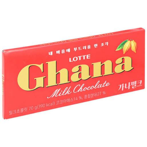 Socola sữa Lotte Ghana trọng lượng 70g