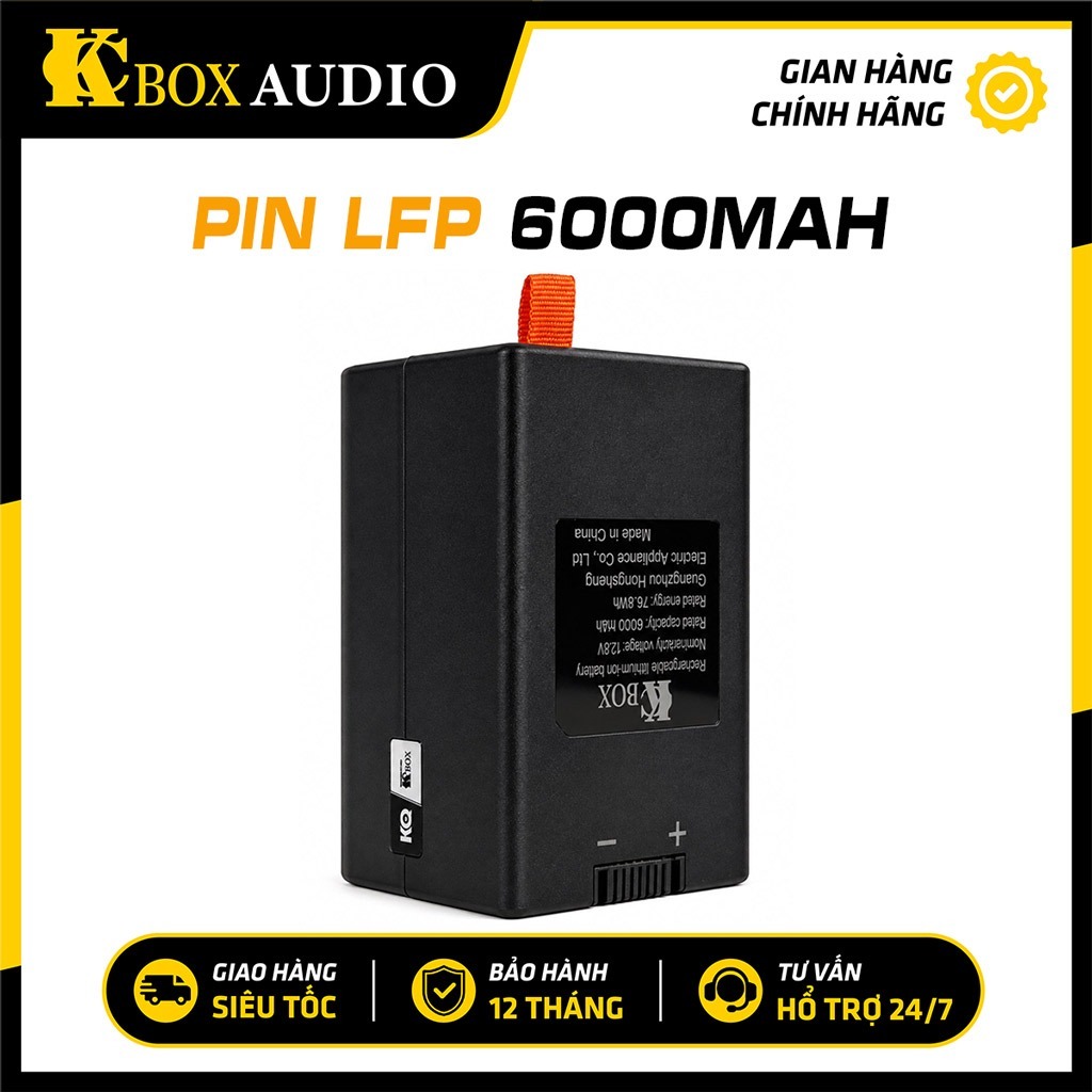 Pin LFP KCBOX 6000mAh 12.8V 76.8Wh LiFePO4 Tháo Rời Thay Thế Loa Karaoke FLEXIBLE KQ HARMONY 279 PRO