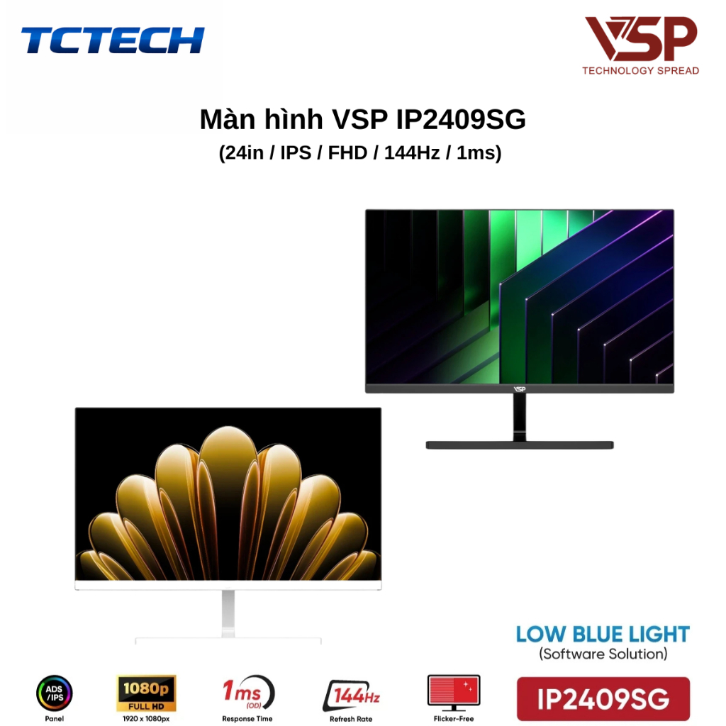 Màn Hình VSP IP2409SG (24inch / IPS / FHD / 144Hz / 1ms / FreeSync / Adaptive Sync / Black) Chính Hã