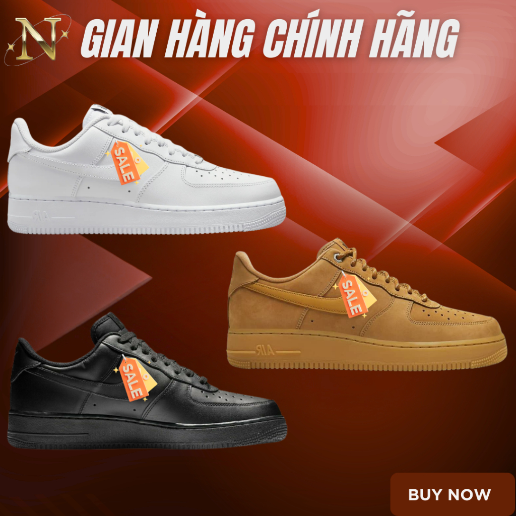 [ 𝙎𝘼𝙇𝙀 Chính Hãng ] Giày Sneaker AF1 Basic Nam Nữ Cổ Thấp Full Box. Bao Check
