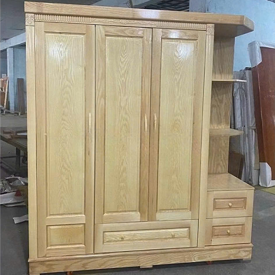Tủ Quần Áo Gỗ Sồi Có Kệ Trang Trí, Tủ Quần Áo Có Kệ Góc,tủ áo phòng ngủ