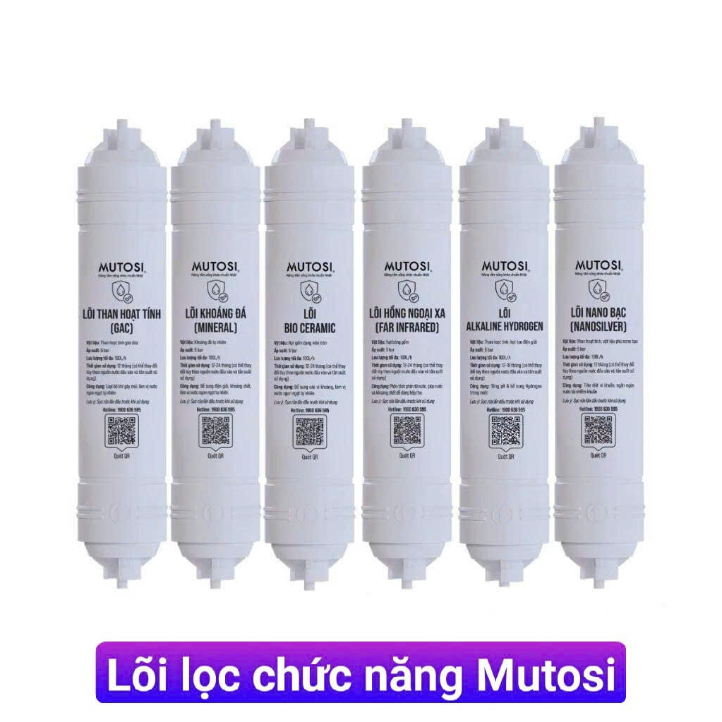 Lõi lọc khoáng Mutosi dùng cho máy lọc nước RO, cung cấp khoáng cho nước sau lõi RO