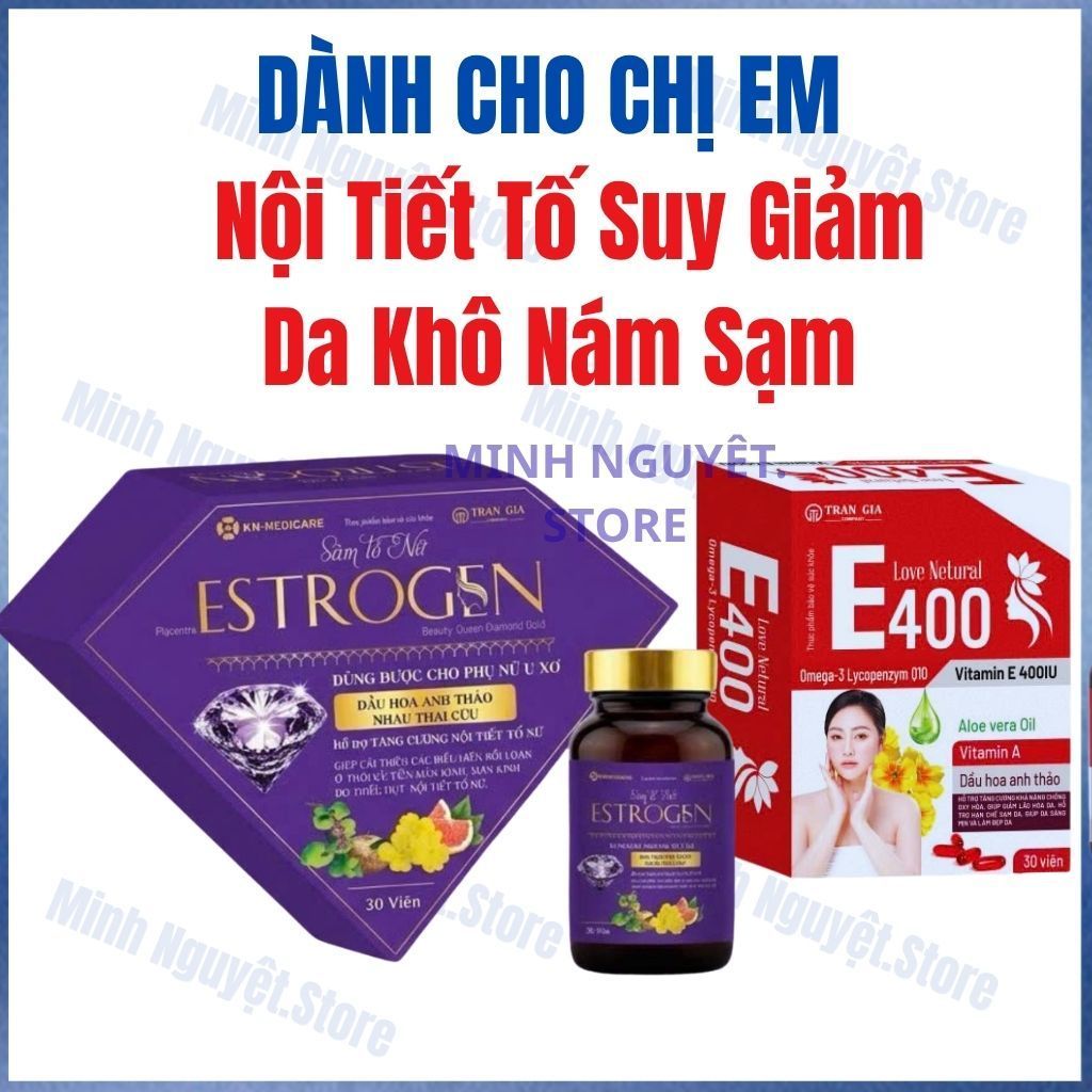 [COMBO] ESTROGEN & E ĐỎ EVA  - Bổ sung nội tiết tố, chống oxy hóa giúp ngừa lão hóa làm đẹp da, giảm