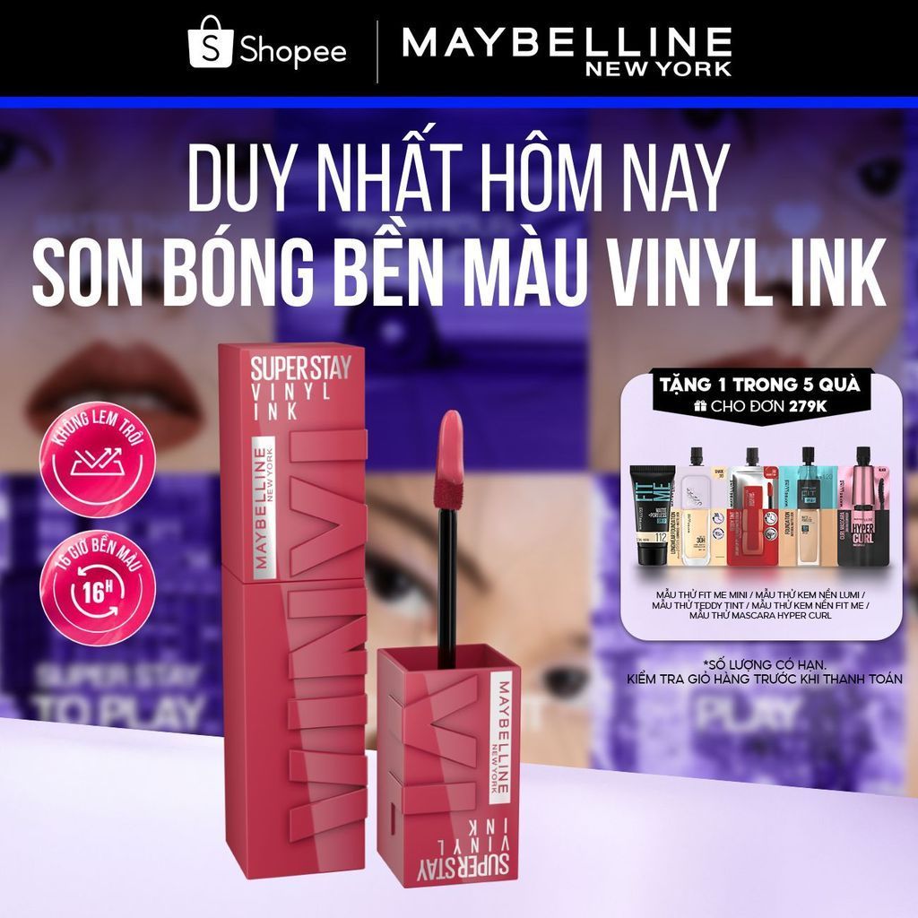 Son Bóng Bền Màu Nhẹ Môi Superstay Vinyl Ink Maybelline Màu Work 4.2ml