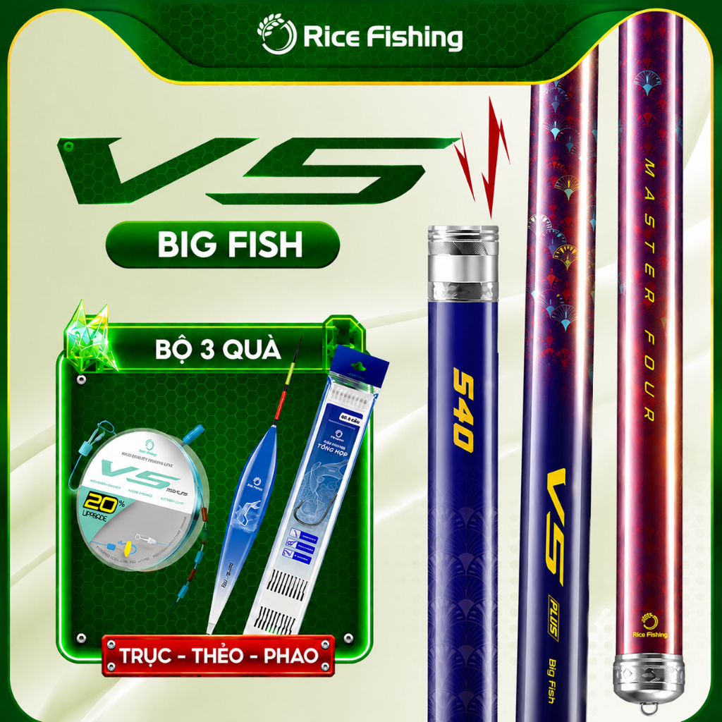 Cần câu đài V5 BIG FISH 6H Rice Fishing  chuyên cá lớn carbon T1000 + 30T & 40T CC-52