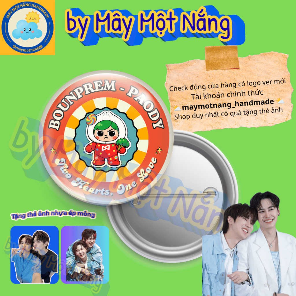 [Tặng Thẻ Ảnh Couple] Huy Hiệu Linh Vật Paody Phong Cách BounPrem Dễ Thương | Pin Cài Áo Fanmade